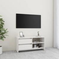 Tv-bord 80x31x39 cm massivt fyrretræ hvid