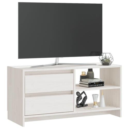 Tv-bord 80x31x39 cm massivt fyrretræ hvid