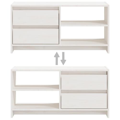 Tv-bord 80x31x39 cm massivt fyrretræ hvid