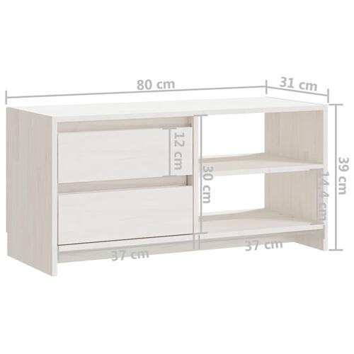 Tv-bord 80x31x39 cm massivt fyrretræ hvid