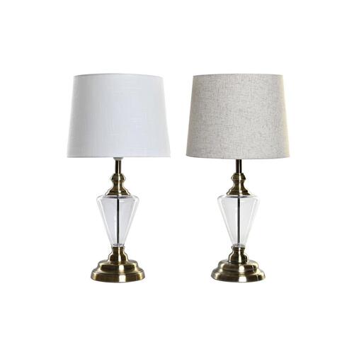 Bordlampe Home ESPRIT Hvid Beige Metal Krystal 35 x 35 x 69 cm (2 enheder)