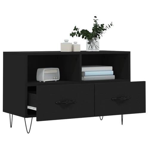 Tv-bord 80x36x50 cm konstrueret træ sort