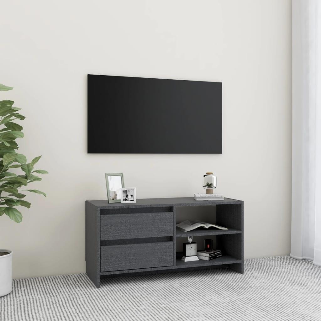 Tv-bord 80x31x39 cm massivt fyrretræ grå
