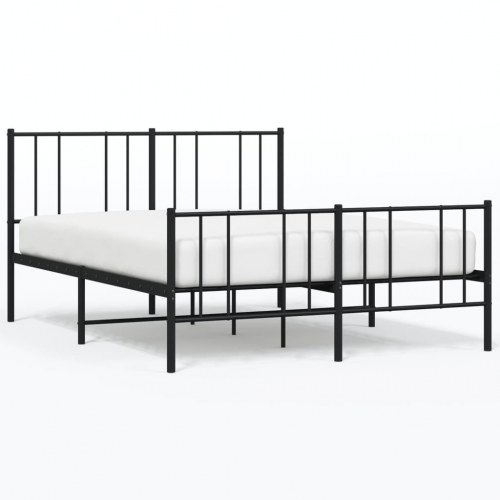 Sengeramme i metal med fodgærde 160x200 cm - sort
