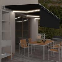 Markise m. rullegardin+LED+vindsensor 6x3 m auto antracitgrå