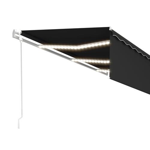 Markise m. rullegardin+LED+vindsensor 6x3 m auto antracitgrå