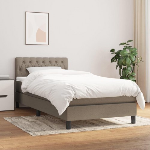 Kontinentalseng med madras 90x190 cm - stof gråbrun