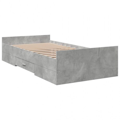 Sengeramme med skuffe 75 x 190 cm - betongrå