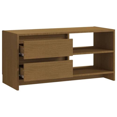 Tv-skab 80x31x39 cm massivt grantræ honningbrun