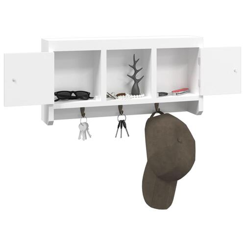 Nøgleskab 40x8,5x20 cm konstrueret træ og stål hvid