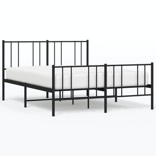 Sengeramme med sengegavl og fodgærde 150x200 cm metal sort