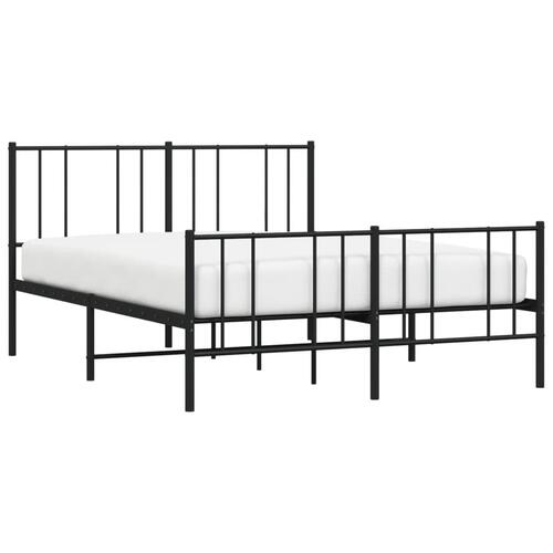 Sengeramme med sengegavl og fodgærde 150x200 cm metal sort