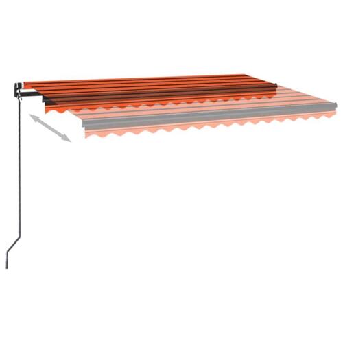 Markise m. LED-lys 400x350 cm manuel betjening orange og brun