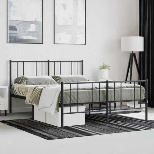 Sengeramme med sengegavl og fodgærde 150x200 cm metal sort