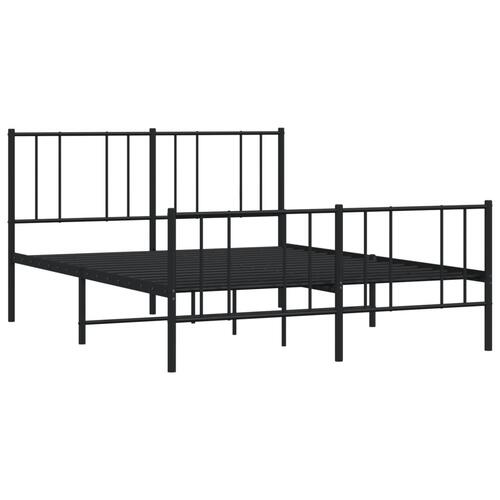 Sengeramme med sengegavl og fodgærde 150x200 cm metal sort