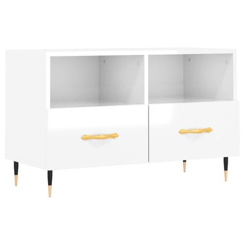 Tv-bord 80x36x50 cm konstrueret træ hvid højglans