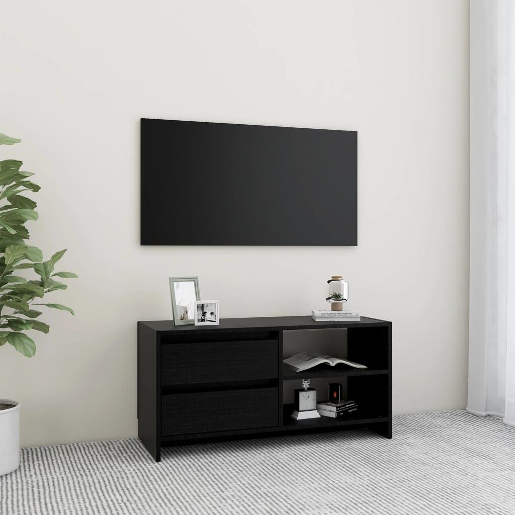 Tv-bord 80x31x39 cm massivt fyrretræ sort