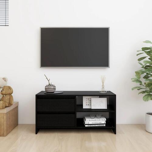 Tv-bord 80x31x39 cm massivt fyrretræ sort