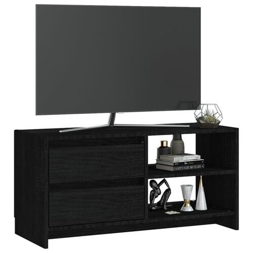 Tv-bord 80x31x39 cm massivt fyrretræ sort