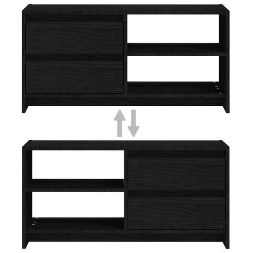 Tv-bord 80x31x39 cm massivt fyrretræ sort