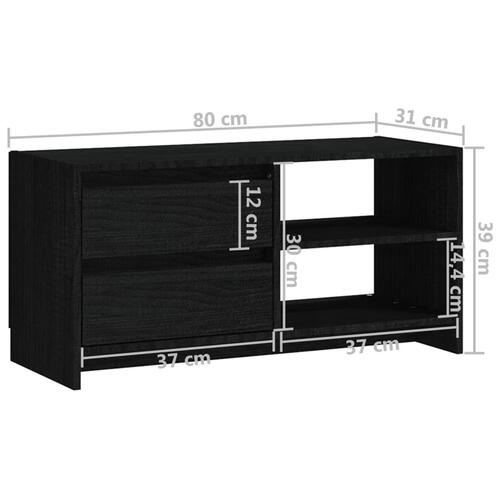 Tv-bord 80x31x39 cm massivt fyrretræ sort