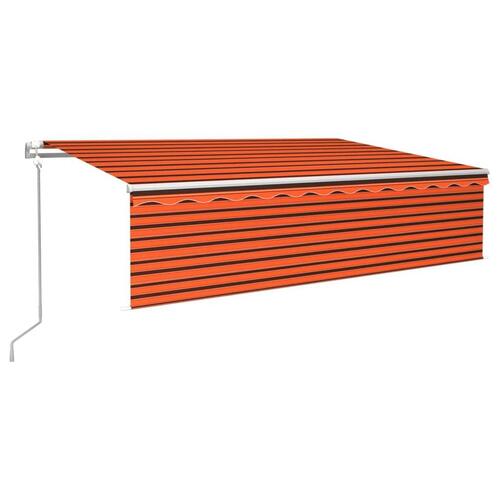 Markise m. rullegardin+LED+vindsensor 6x3 m auto orange/brun
