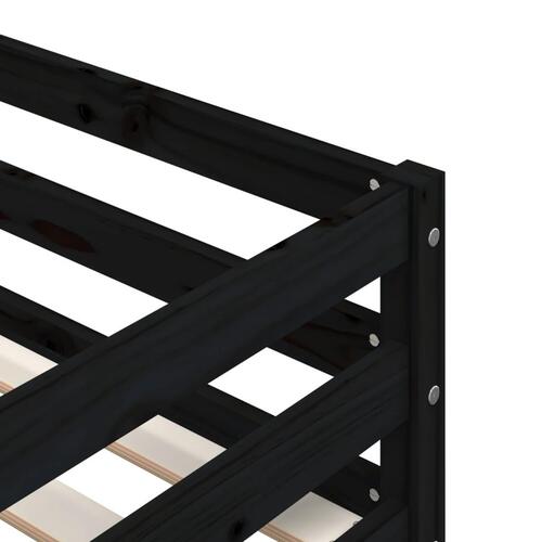 Køjeseng 90x200 cm massivt fyrretræ sort