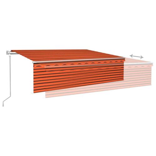 Markise m. rullegardin+LED+vindsensor 6x3 m auto orange/brun