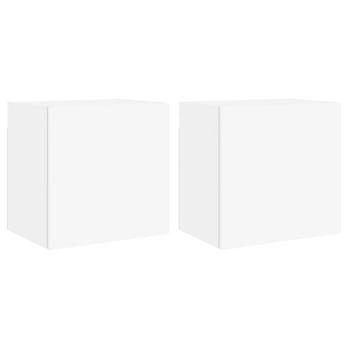 Væghængte tv-borde 2 stk. 40,5x30x40 cm konstrueret træ hvid
