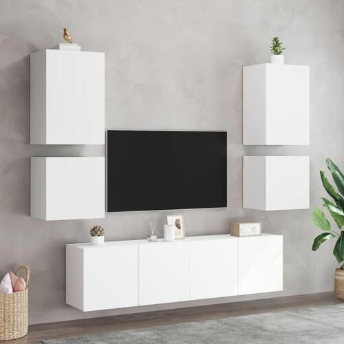Væghængte tv-borde 2 stk. 40,5x30x40 cm konstrueret træ hvid