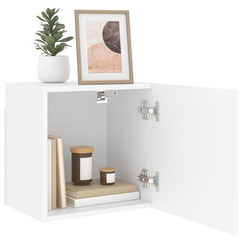 Væghængte tv-borde 2 stk. 40,5x30x40 cm konstrueret træ hvid