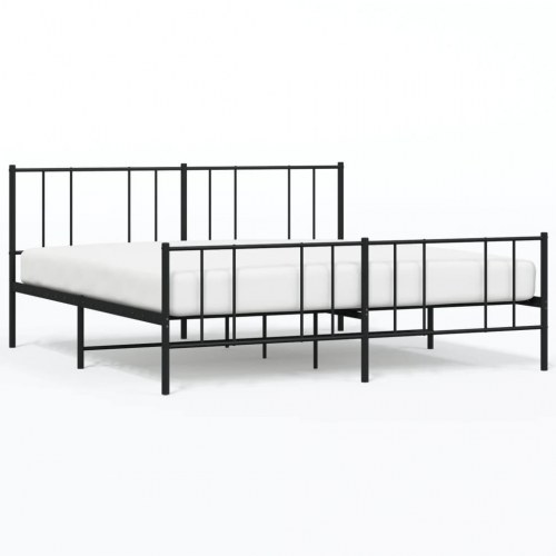 Sengeramme i metal med gavl og fodgærde 193×203 cm - sort