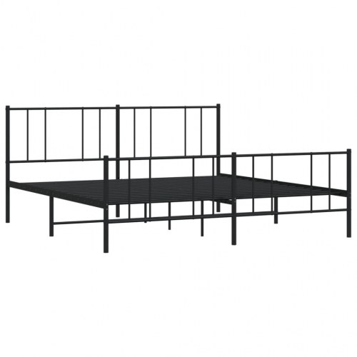 Sengeramme i metal med gavl og fodgærde 193×203 cm - sort