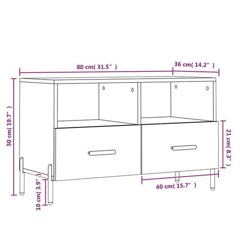 Tv-bord 80x36x50 cm konstrueret træ hvid
