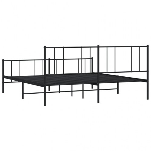 Sengeramme i metal med gavl og fodgærde 193×203 cm - sort