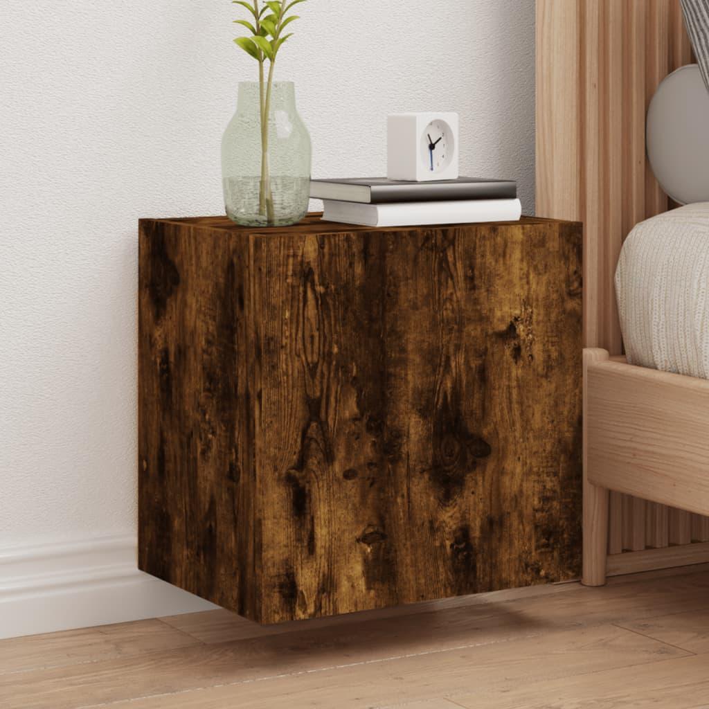 Væghængt tv-bord 40,5x30x40 cm konstrueret træ røget egetræ