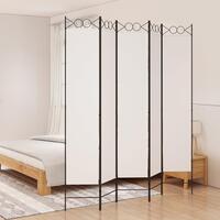 5-panels rumdeler 200x220 cm stof hvid