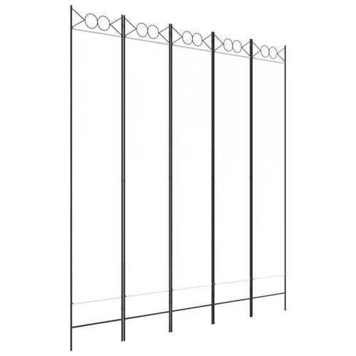 5-panels rumdeler 200x220 cm stof hvid
