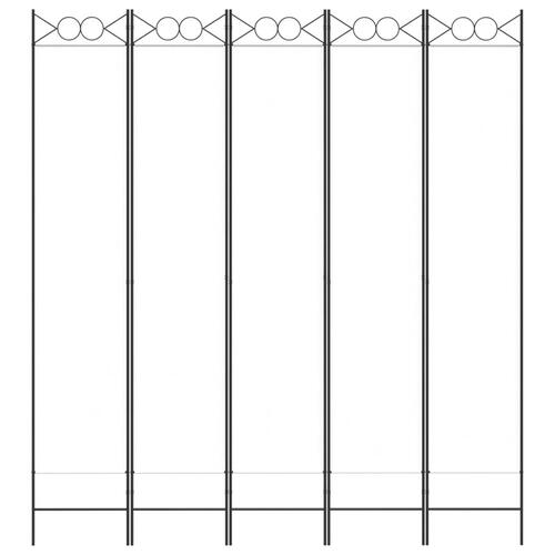 5-panels rumdeler 200x220 cm stof hvid