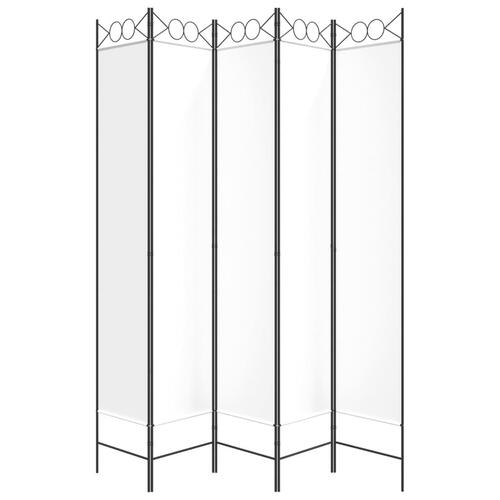 5-panels rumdeler 200x220 cm stof hvid