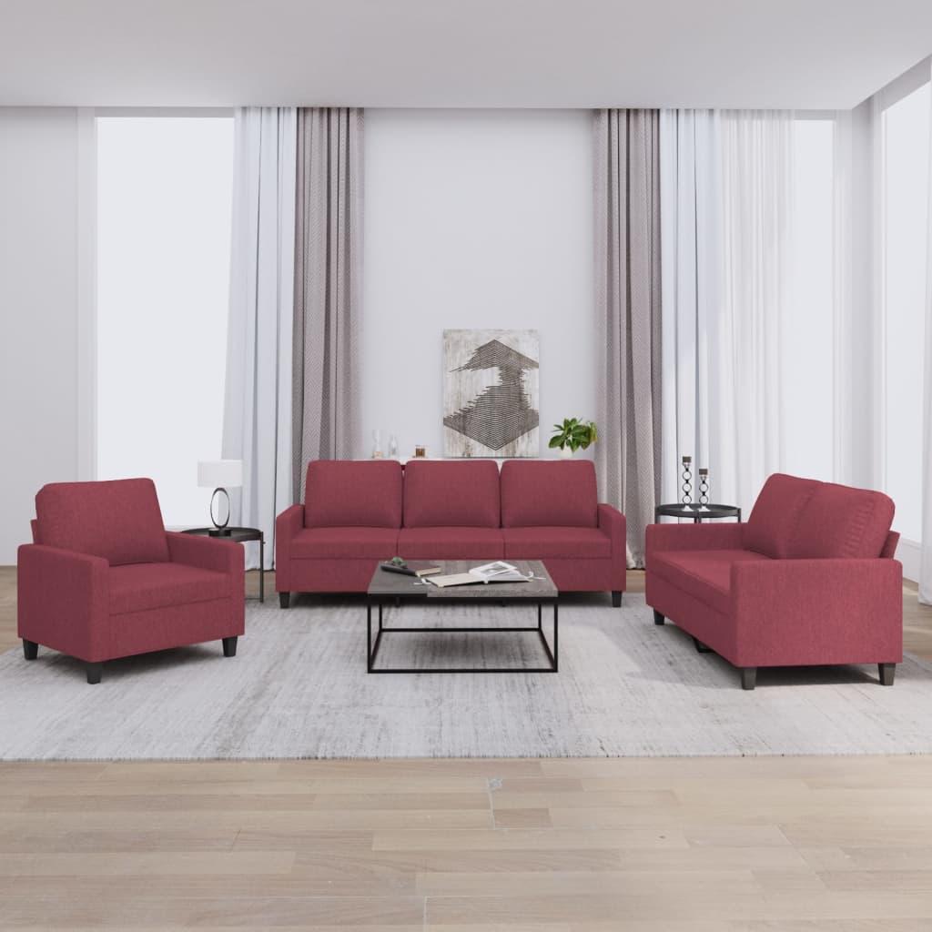 2 personers sofa med hynder stof vinrød
