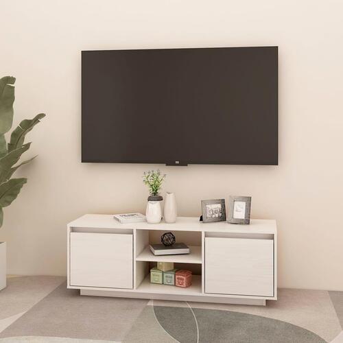Tv-bord 110x30x40 cm massivt fyrretræ hvid