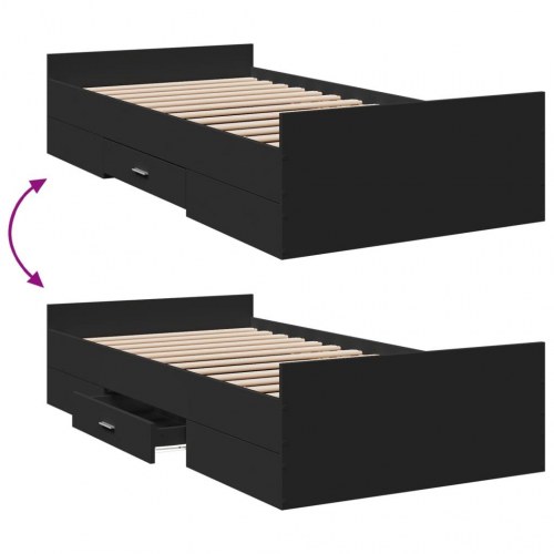 Sengeramme 75x190 cm i sort konstrueret træ