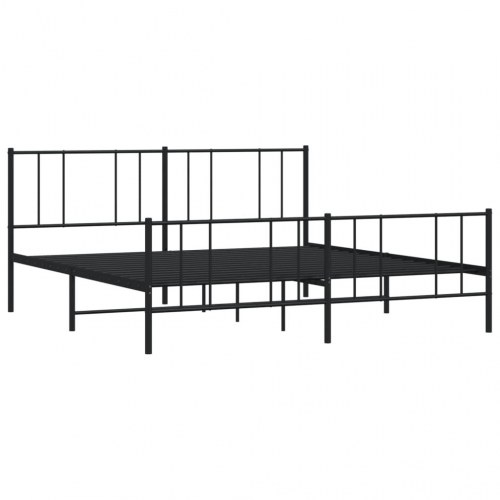 Sengeramme med sengegavl og fodgærde 200x200 cm - metal, sort