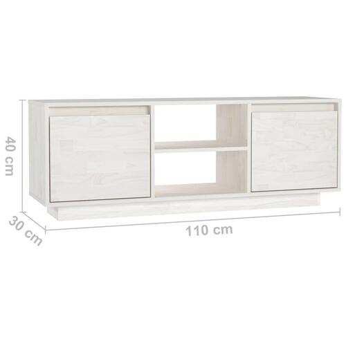 Tv-bord 110x30x40 cm massivt fyrretræ hvid