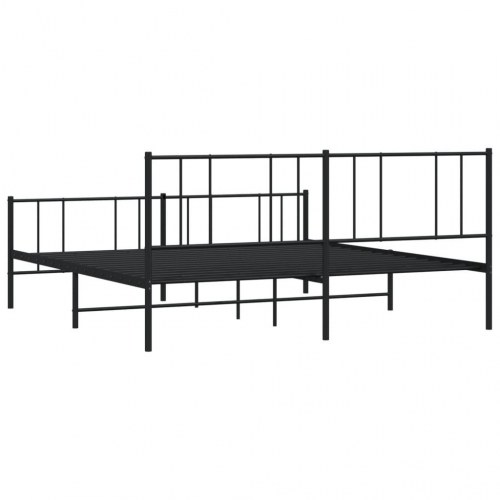 Sengeramme med sengegavl og fodgærde 200x200 cm - metal, sort