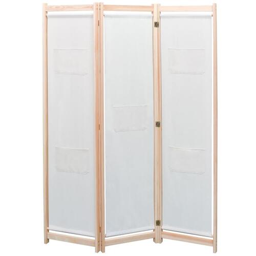 3-panels rumdeler 120 x 170 x 4 cm stof cremefarvet