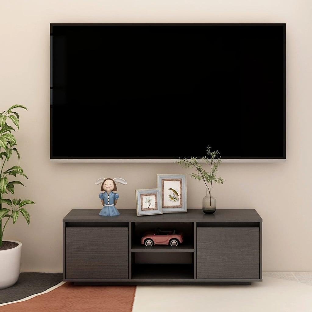 Tv-bord 110x30x40 cm massivt fyrretræ grå
