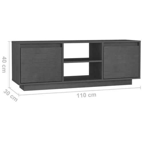Tv-bord 110x30x40 cm massivt fyrretræ grå
