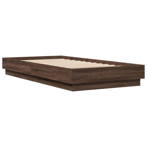 Sengeramme 90x190 cm uden madras konstrueret træ brunt eg